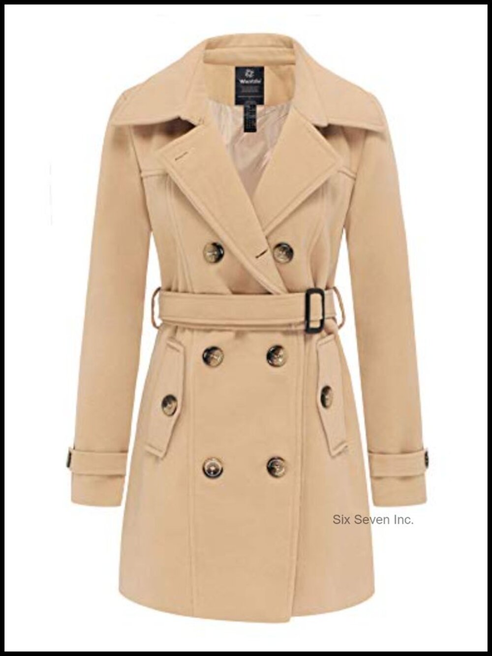 Women's Double Breasted Pea Coat Mid-Long Trench Coat Winter Wool Blend